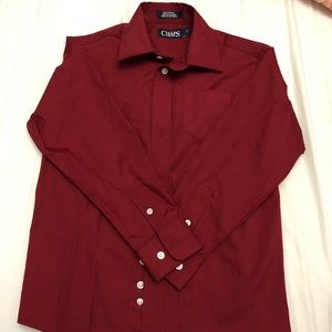 Red button down